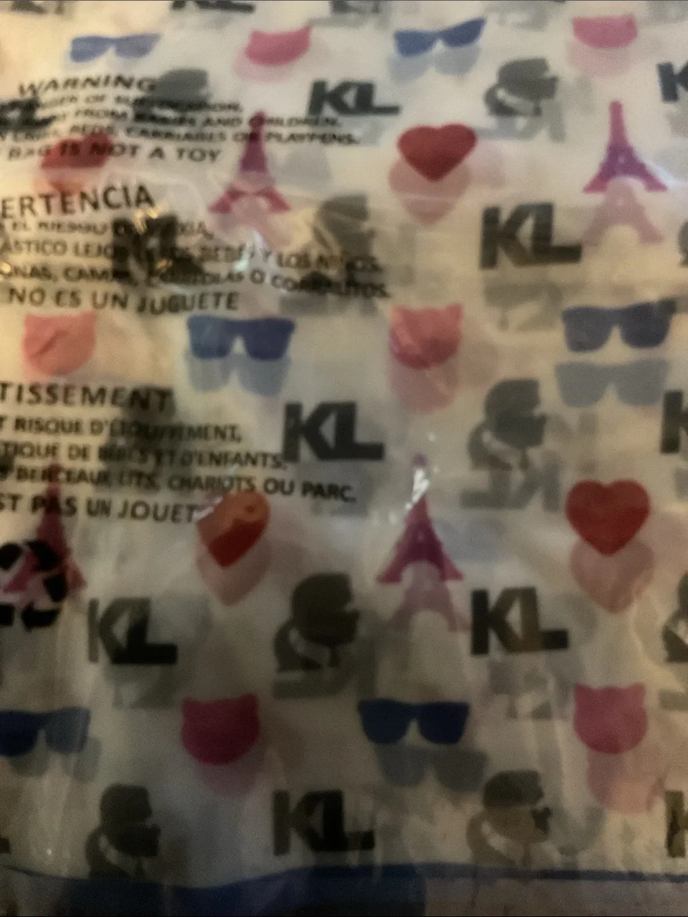 NWT Karl Lagerfeld White Scarf with Pink, Red & Blue Motifs